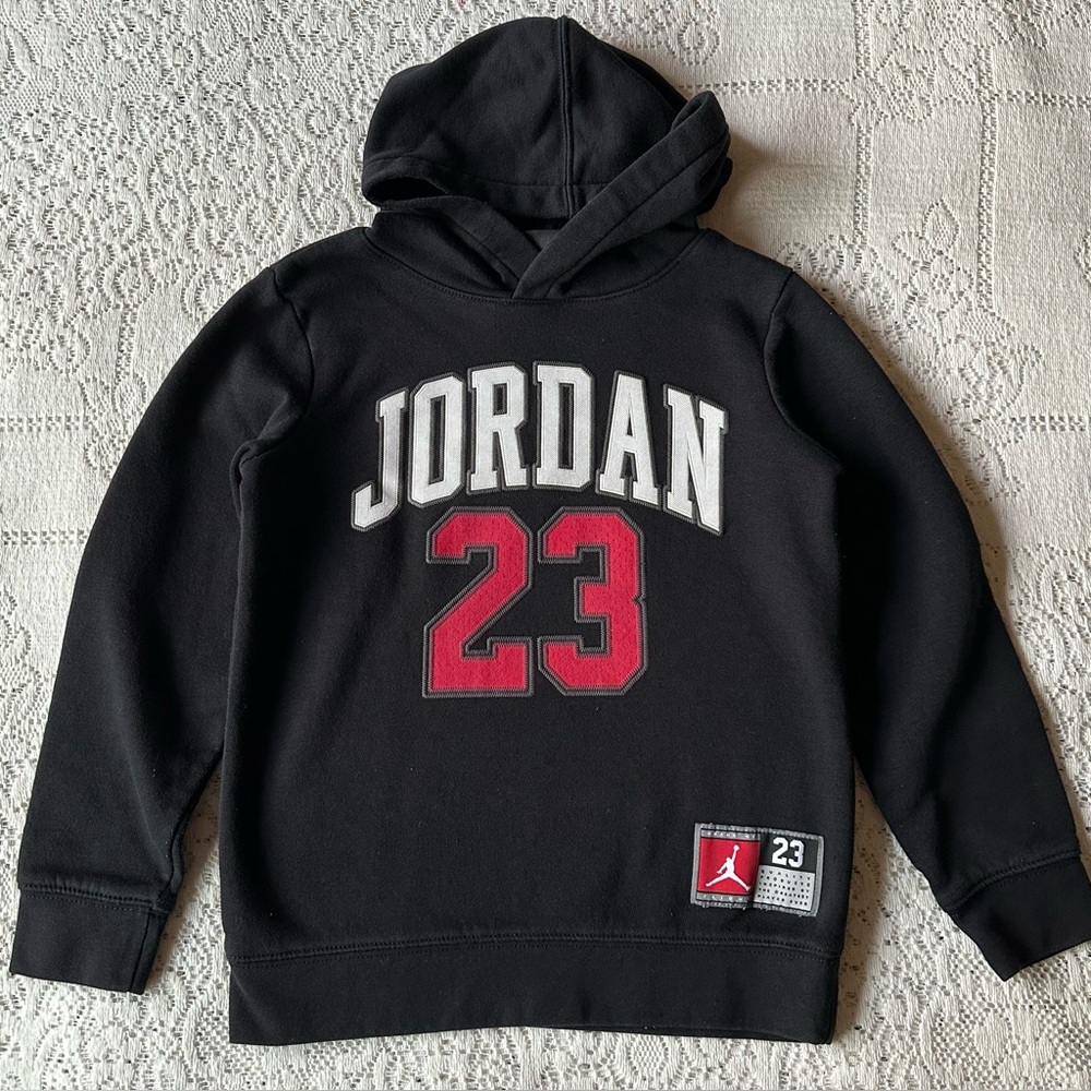Jordan Black White Red Logo Varsity Hoodie Size Youth Small 6/7